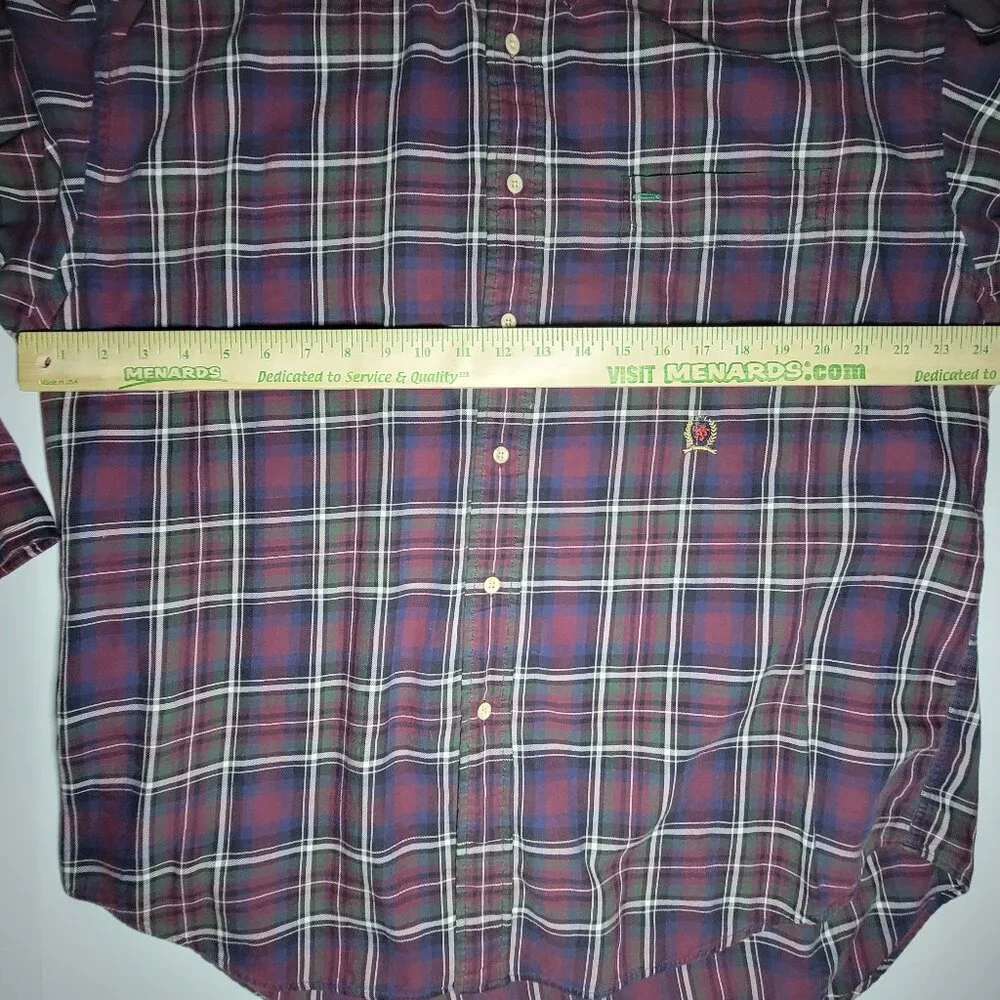 Tommy Hilfiger Mens Purple White Green Plaid Long Sleeve Button Up Shirt Size XL - Picture 9 of 12